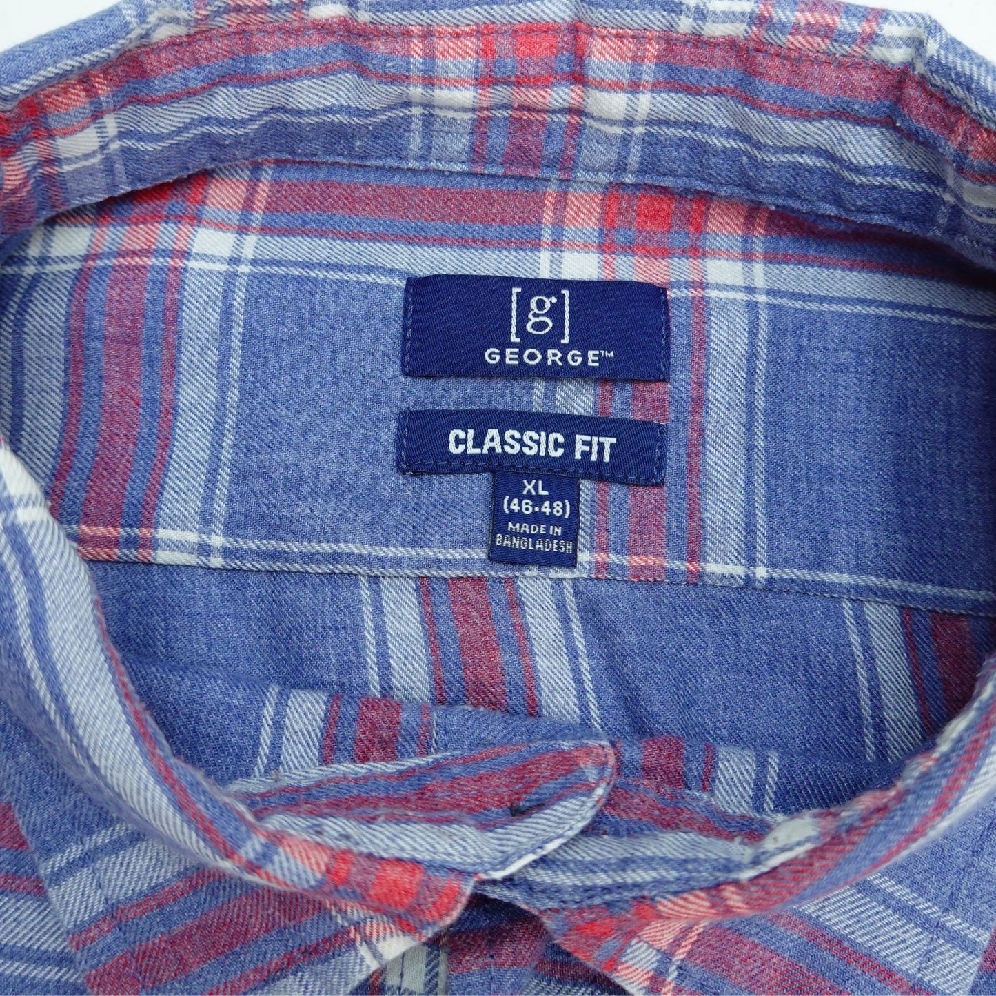 George Blue Red White Plaid Long Sleeve Shirt - Size XL