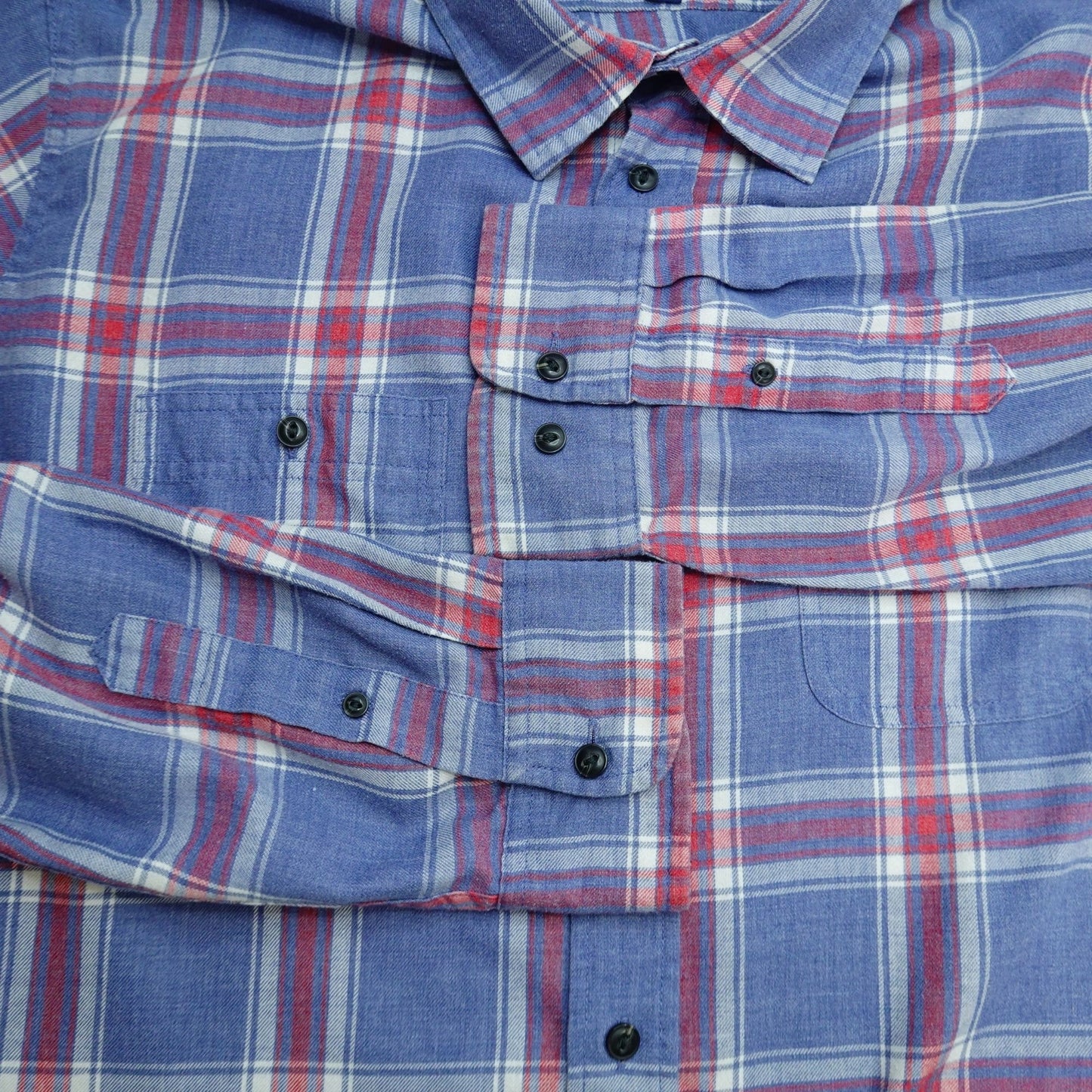 George Blue Red White Plaid Long Sleeve Shirt - Size XL