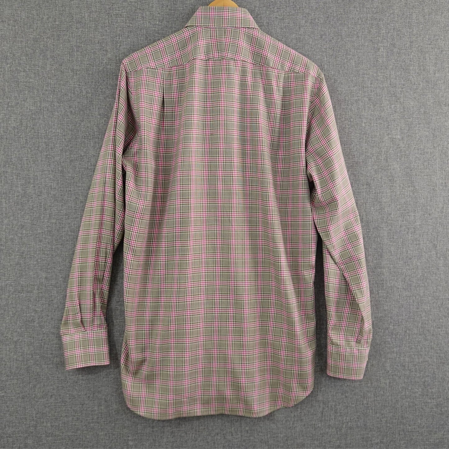 Peter Millar Pink Brown White Plaid Dress Shirt - Size M