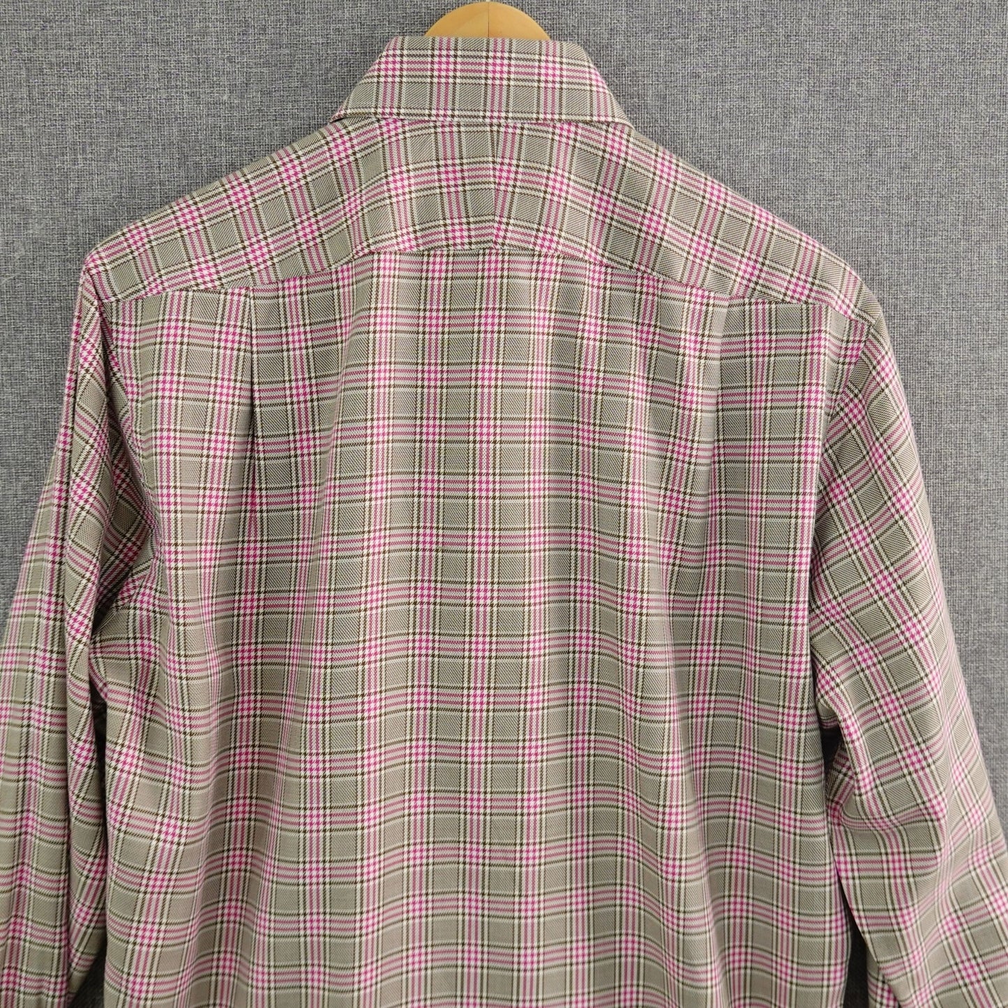 Peter Millar Pink Brown White Plaid Dress Shirt - Size M