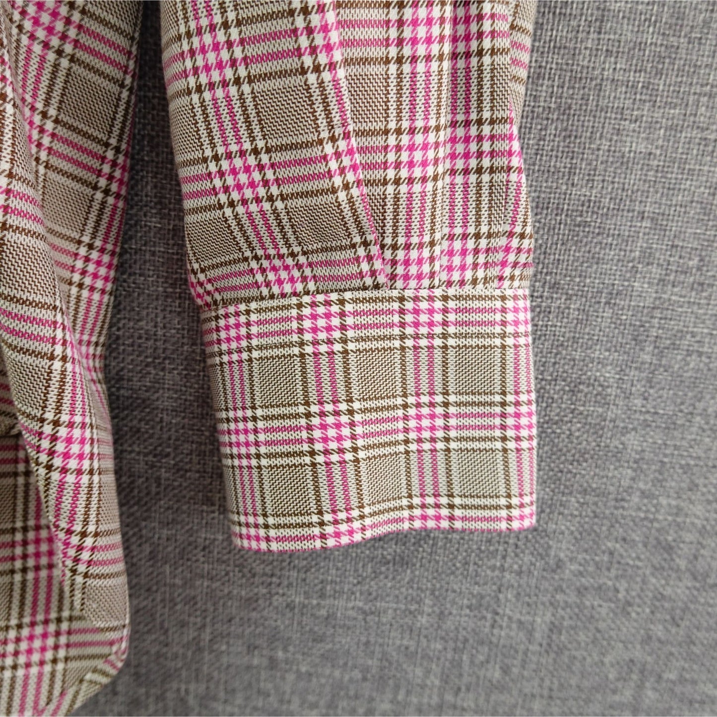 Peter Millar Pink Brown White Plaid Dress Shirt - Size M