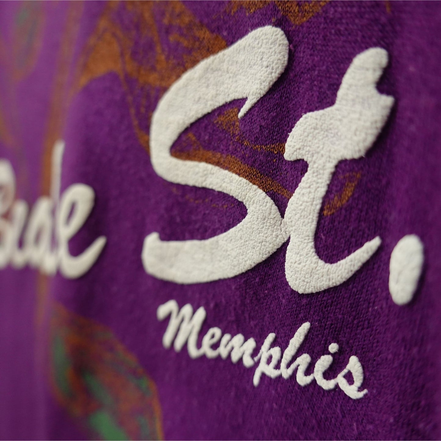 Vintage 80's Beale St. Memphis Cotton Plant Tee - Size L Purple Single Stitch