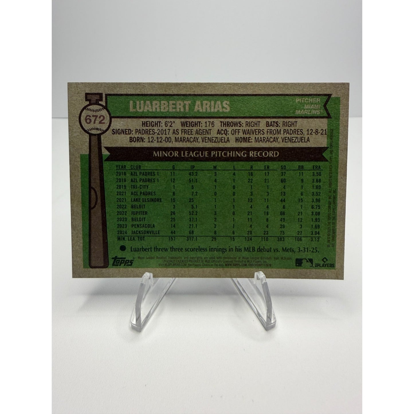 2025 Topps Heritage - Luarbert Arias (RC) Blue Border #672