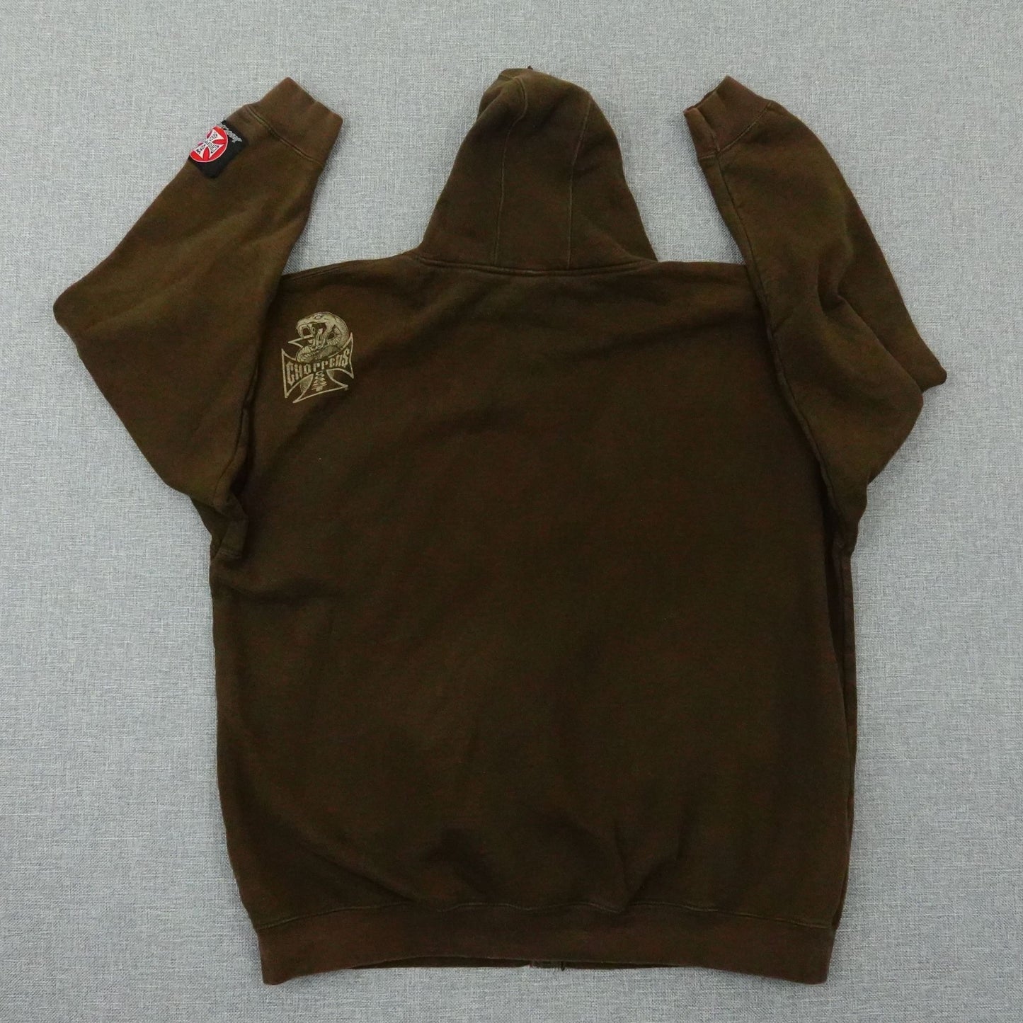 Vintage West Coast Choppers Full Zip Brown Snake Hoodie - Size 2XL