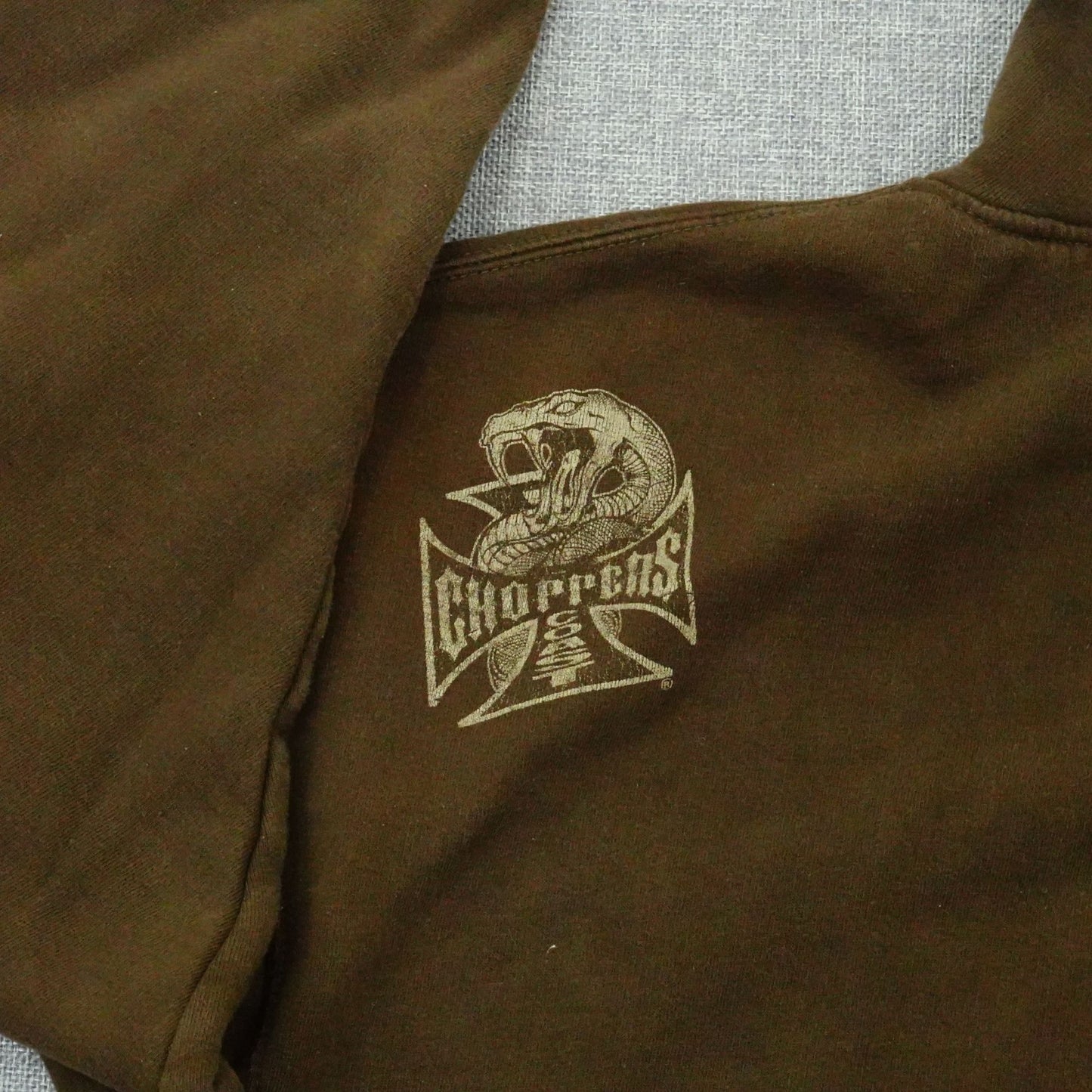 Vintage West Coast Choppers Full Zip Brown Snake Hoodie - Size 2XL
