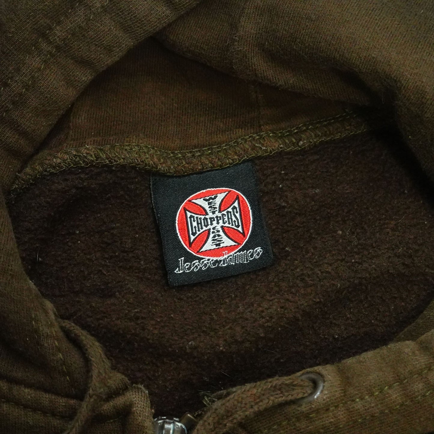 Vintage West Coast Choppers Full Zip Brown Snake Hoodie - Size 2XL