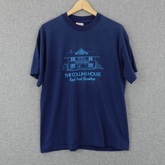 Vintage Hanes 90s Collins House Bed & Breakfast Graphic Tee - Size M