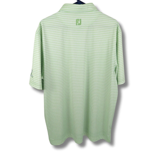 FootJoy Green Gingham Golf Polo Shirt L TN River CC Logo Stretch Performance