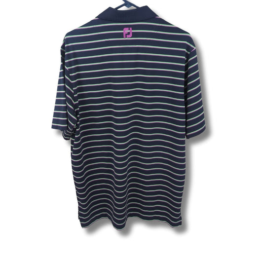 FootJoy Navy Striped Golf Shirt Mens - Size M