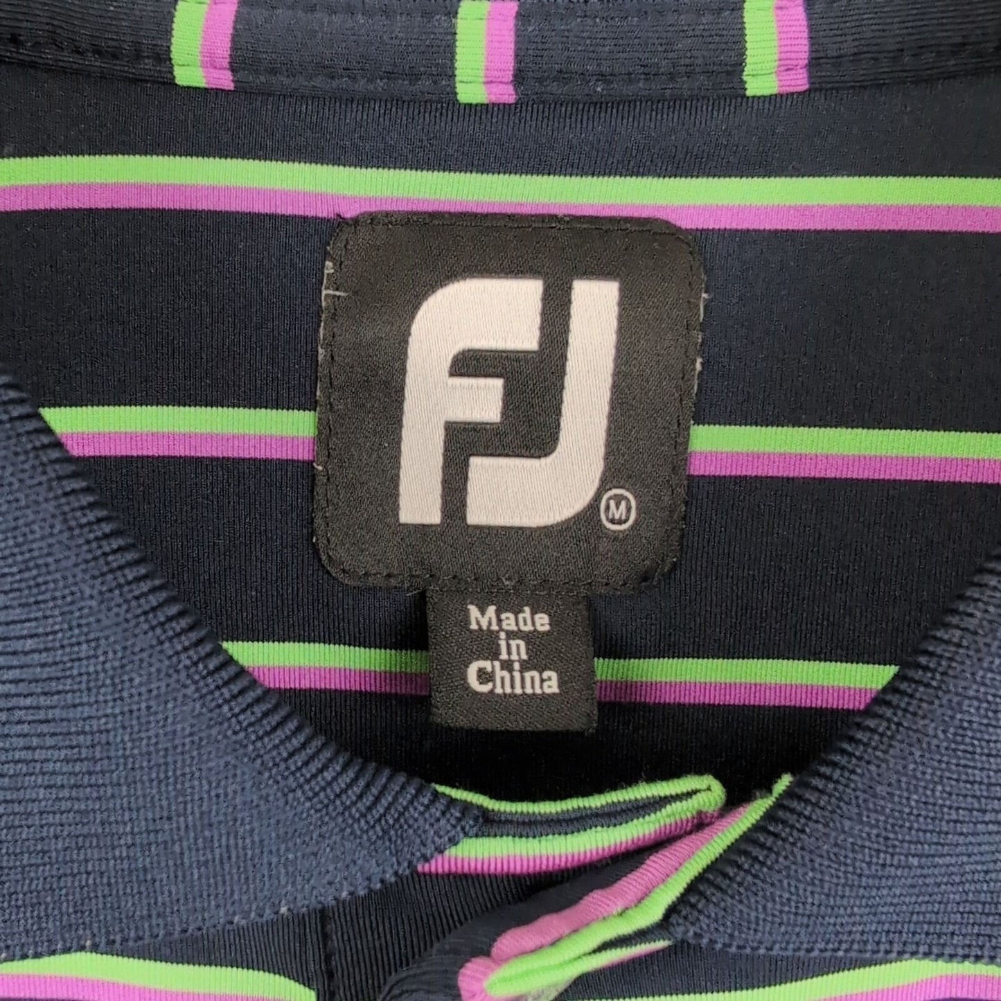 FootJoy Navy Striped Golf Shirt Mens - Size M
