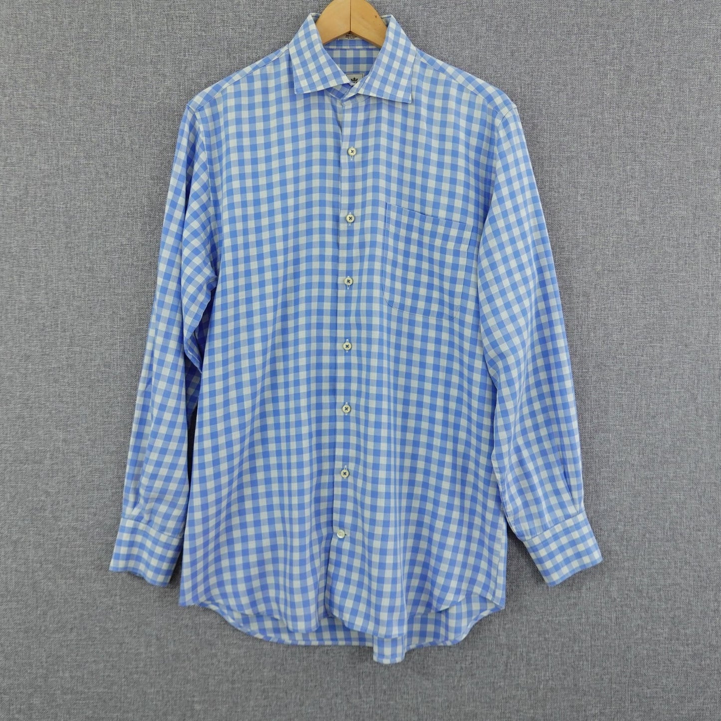 Peter Millar Gingham Check Dress Shirt Blue White - Size M