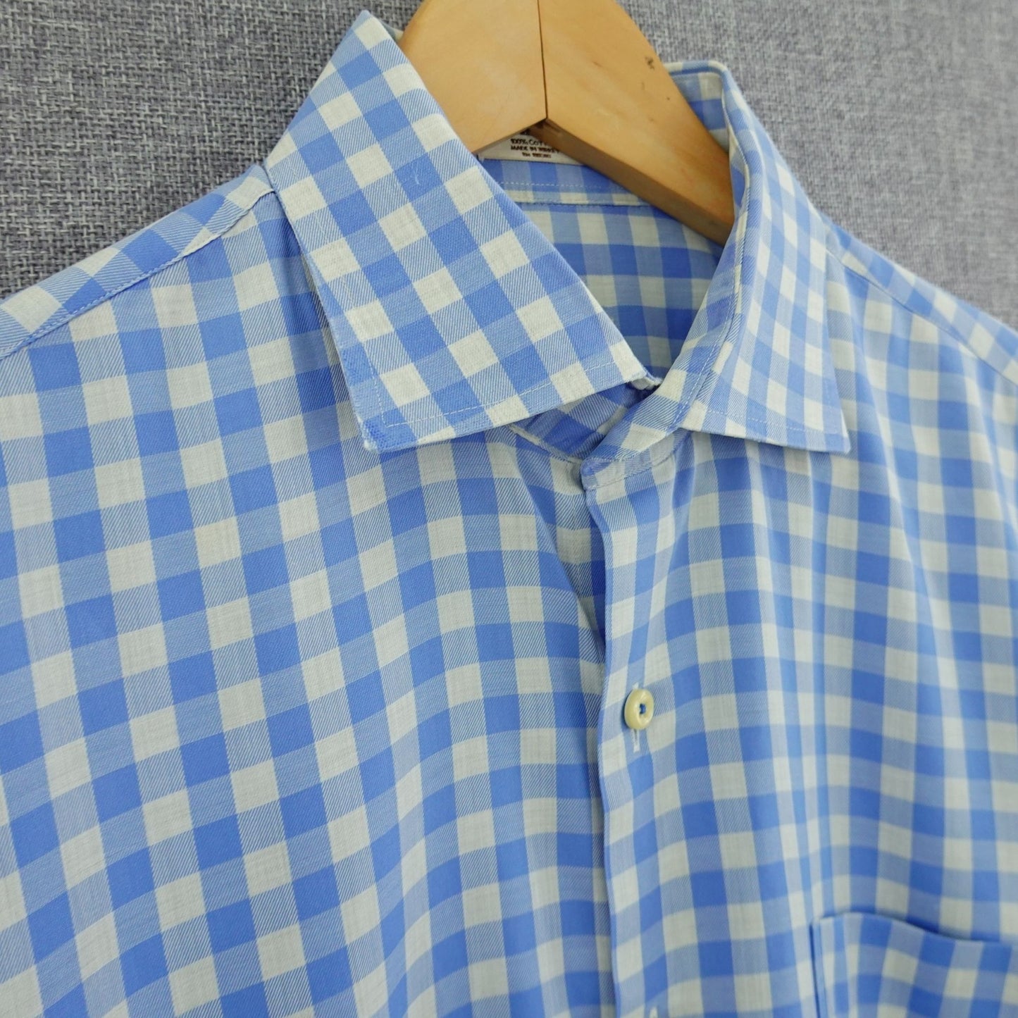 Peter Millar Gingham Check Dress Shirt Blue White - Size M