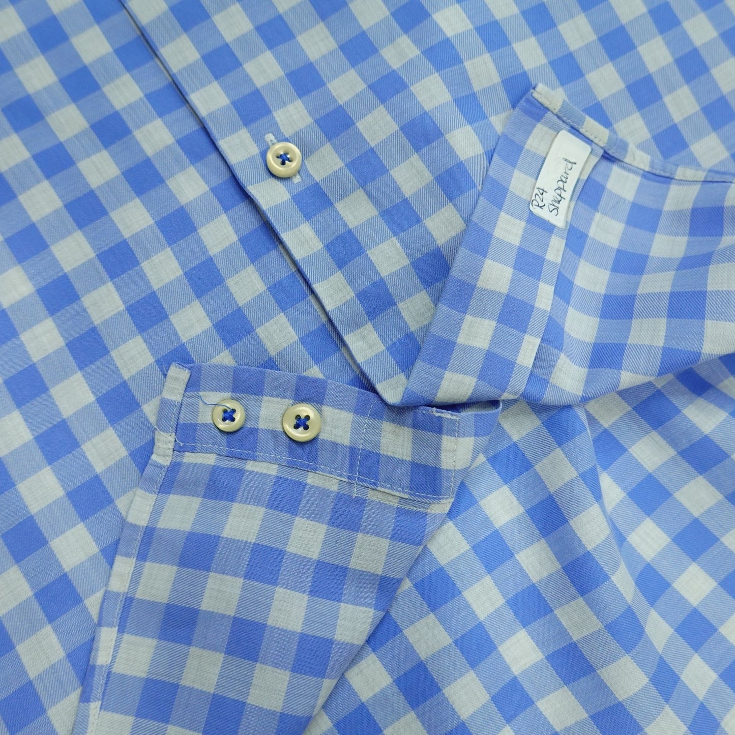Peter Millar Gingham Check Dress Shirt Blue White - Size M