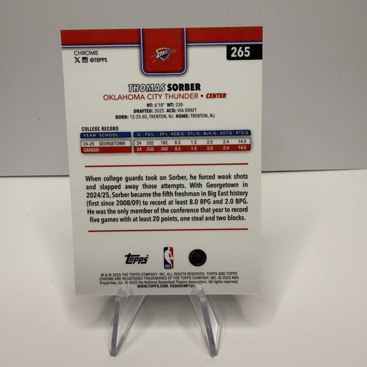 2025-26 Topps Chrome - Thomas Sorber (RC) #265