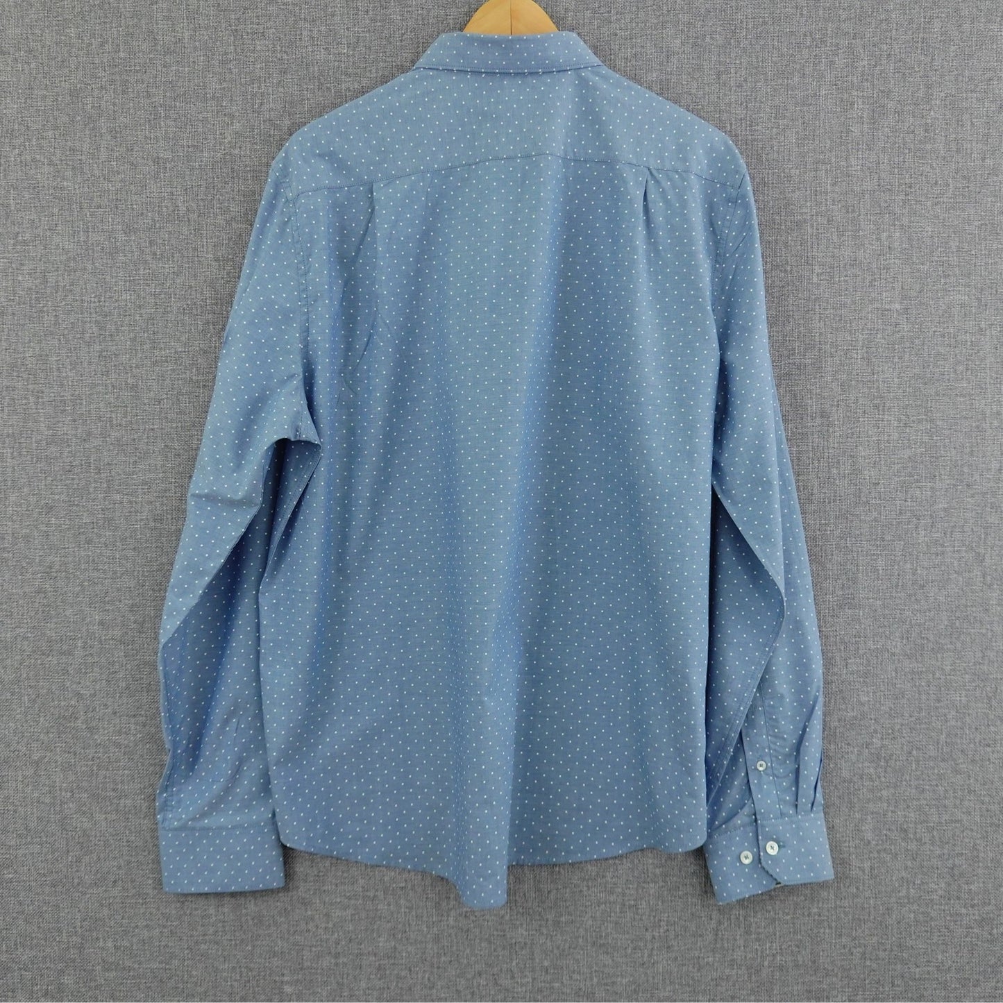 Denim & Flower Ricky Singh Chambray Light Blue Polka Dot Shirt - Size XL