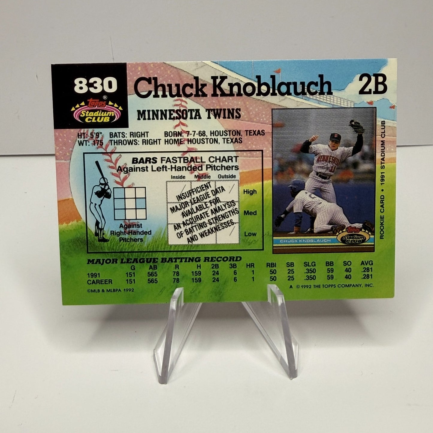 1992 Topps Stadium Club - Chuck Knoblauch (NM-M) #830