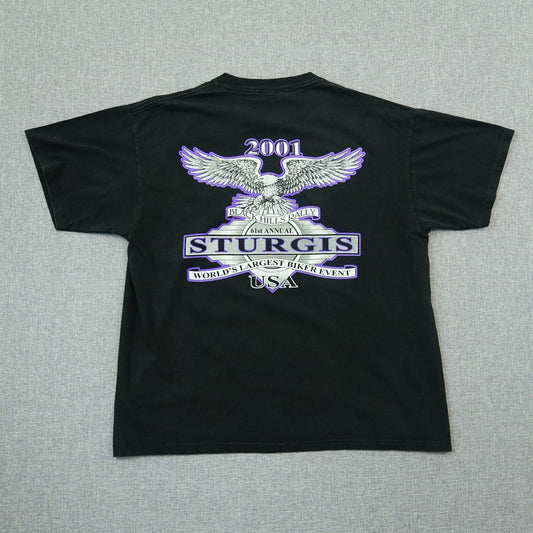 Vintage 2001 Sturgis Black Hills Rally Black T-Shirt - Size XL