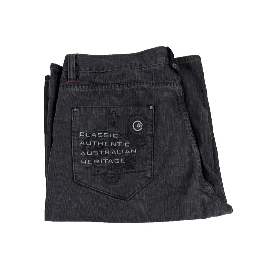 Coogi Australia Y2K Faded Black Denim Shorts W42 Red Stitching