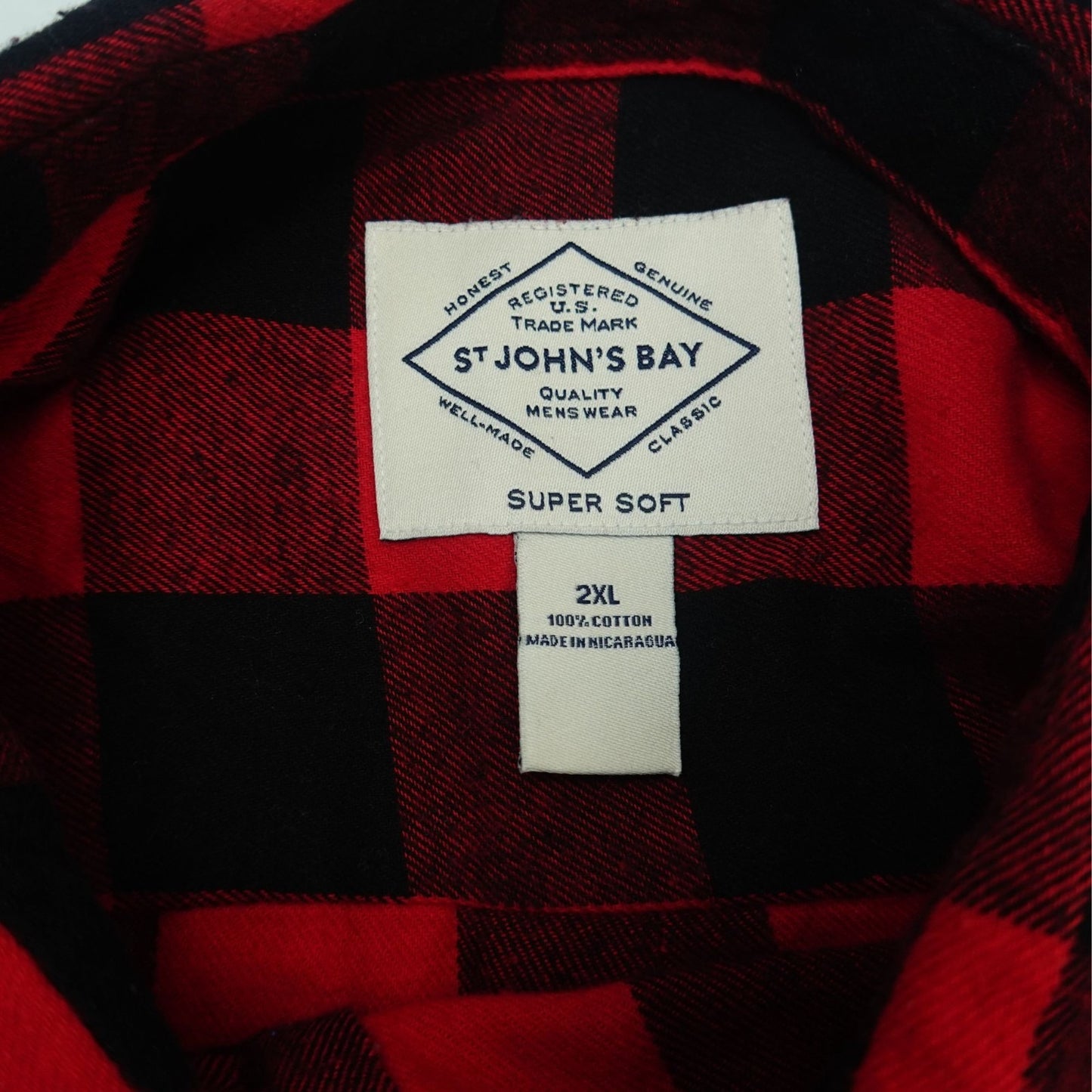 St. John’s Bay Red Black Buffalo Plaid Flannel Shirt - Size 2XL–4XL