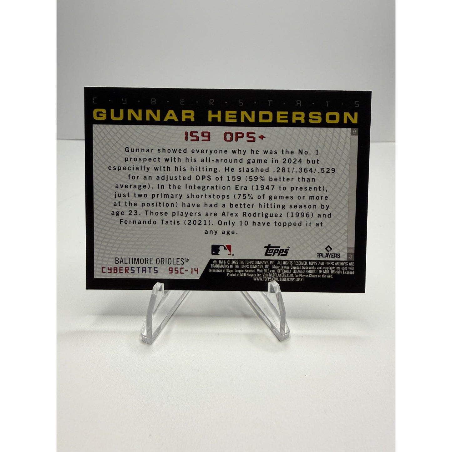 2025 Topps Archives - 1995 Topps Cyberstats Gunnar Henderson #95C-14