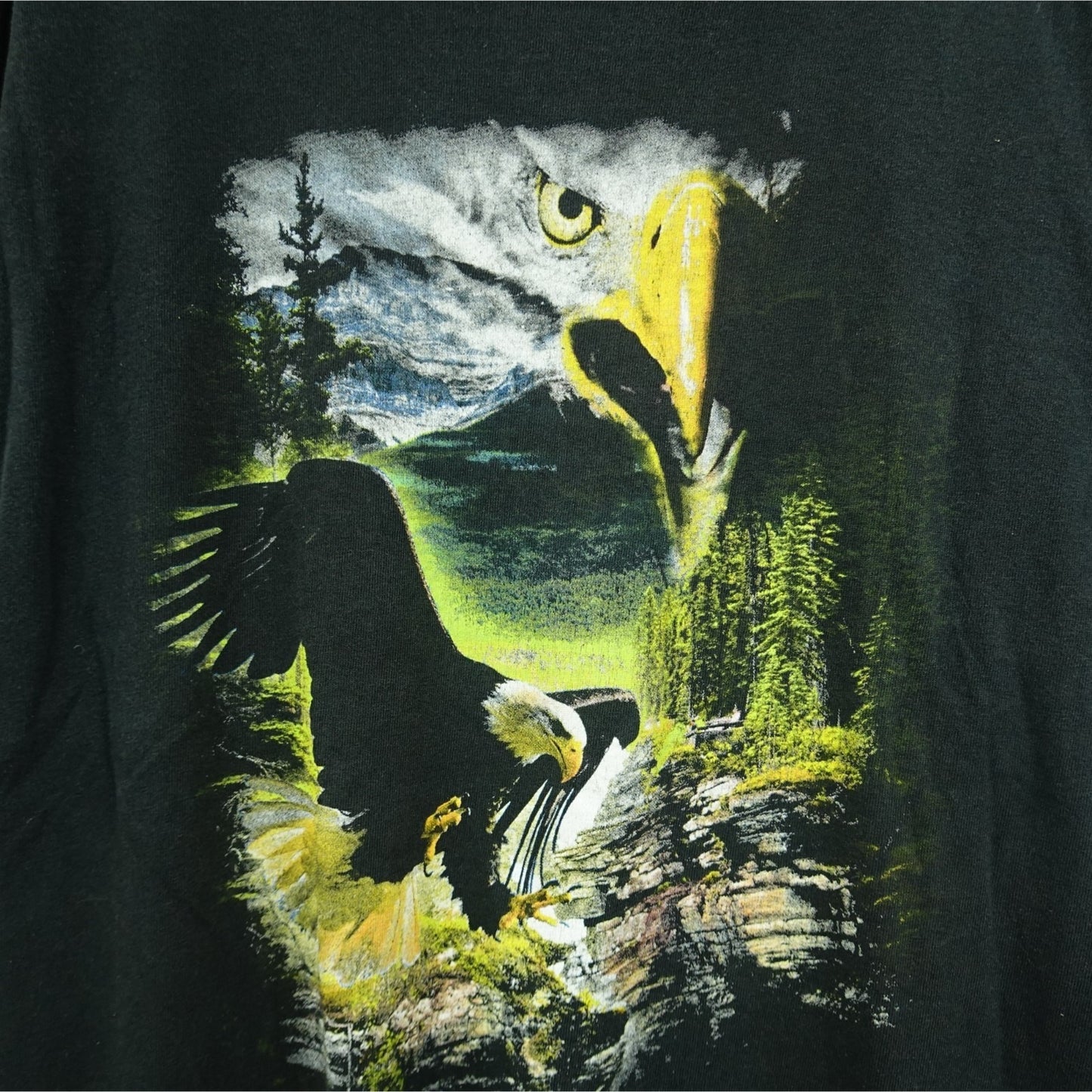 Vintage Delta Pro Weight Eagle Graphic T-Shirt Black - Size XL