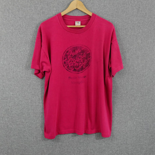 Vintage 90's Rum Boogie Cafe Beale Street Memphis Pink Tee - Size XL