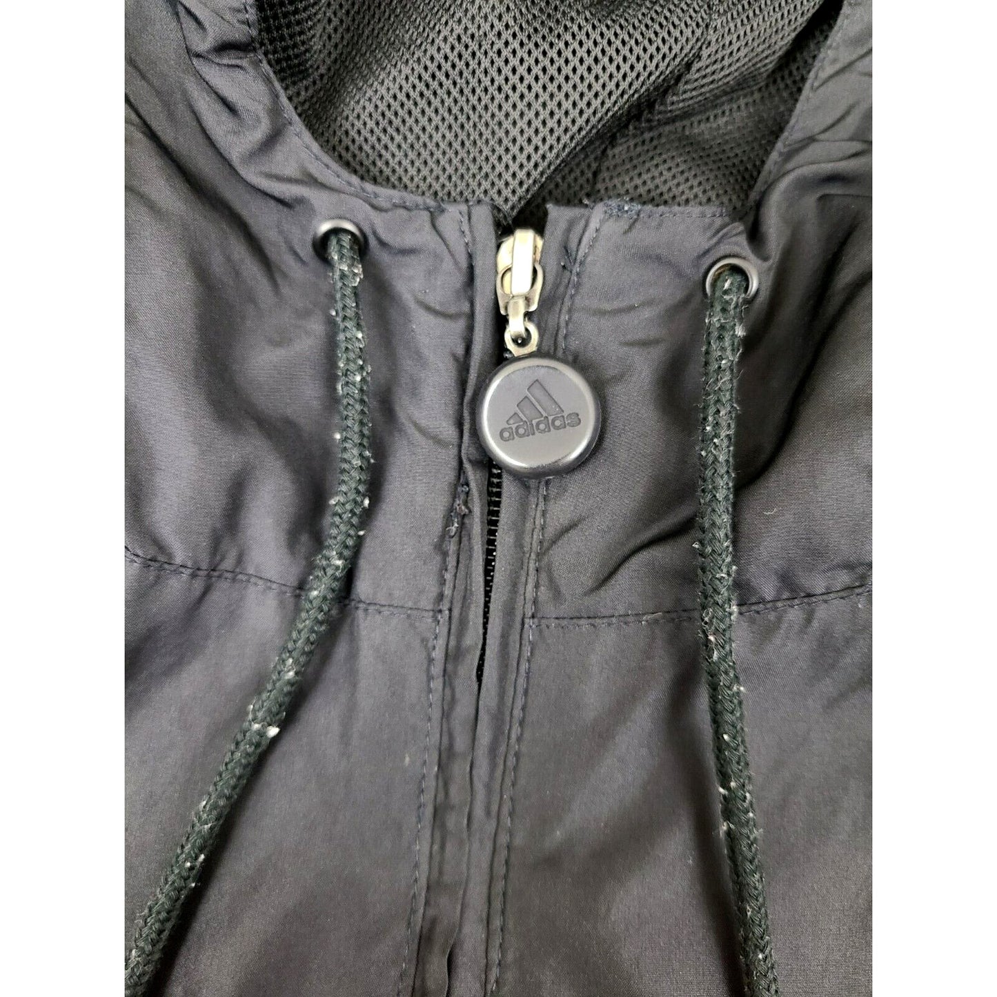 Adidas Y2K Black 3-Stripes Hooded Pullover Windbreaker Jacket - Size XL