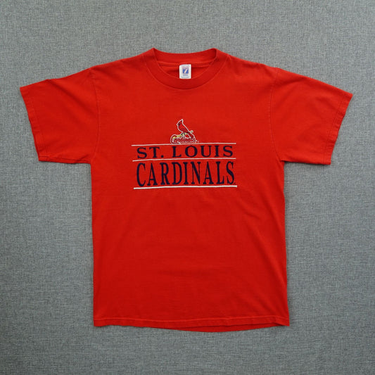 Vintage 90's St. Louis Cardinals T-Shirt Size Medium Red Embroidered Logo 7 Tee