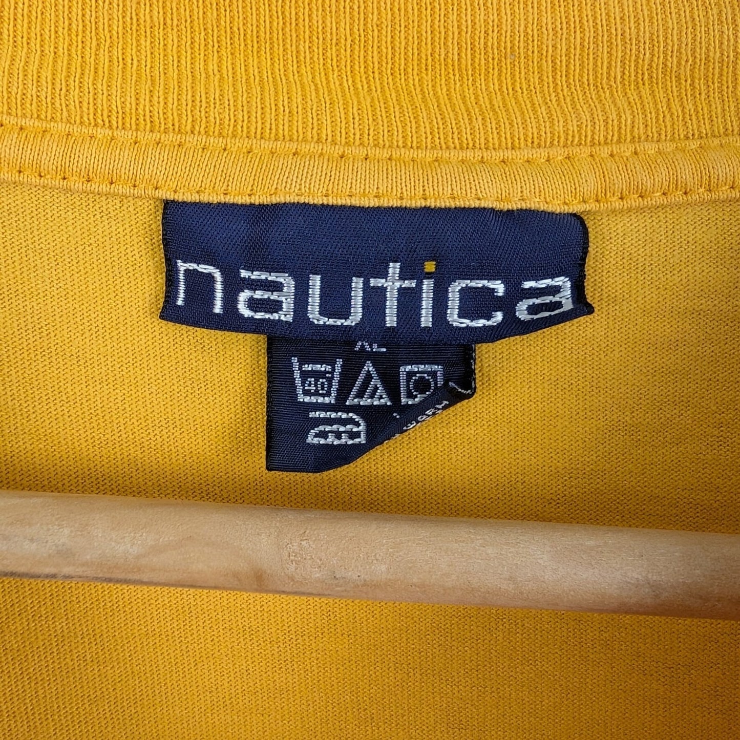 Vintage Nautica Spell Out Logo T-Shirt Yellow XL 90s Graphic Tee USA Style