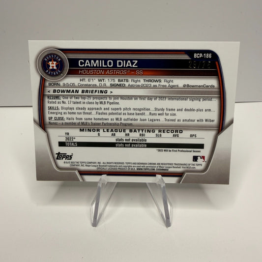 2023 Bowman Chrome - Camilo Diaz #BCP-186 Yello Mojo Refractor /75