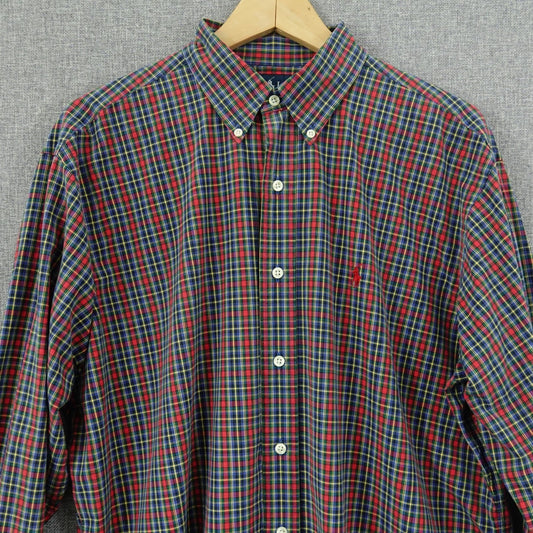 Ralph Lauren Classic Fit Plaid Shirt Red Multicolor Cotton - Size L