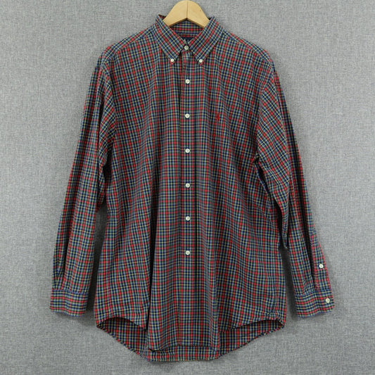 Ralph Lauren Classic Fit Plaid Shirt Red Multicolor Cotton - Size L