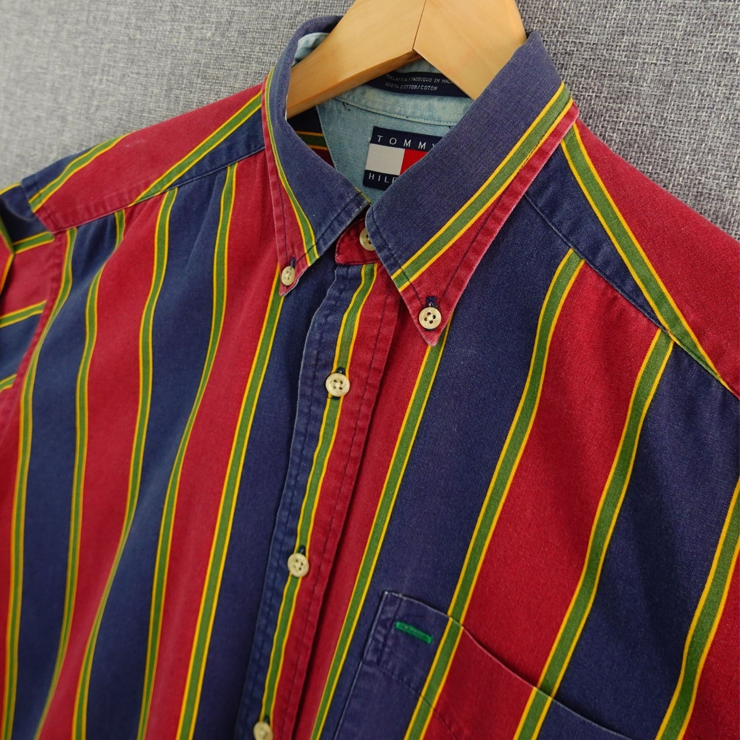 Vintage Tommy Hilfiger Vintage Preppy Stripe Button-Down Shirt - Size XL