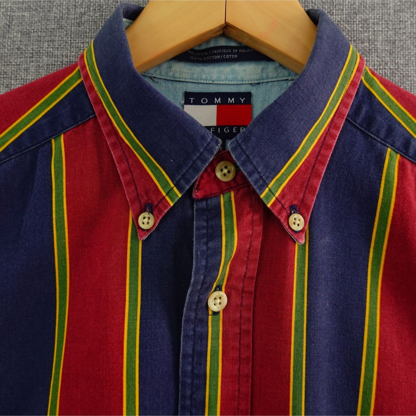 Vintage Tommy Hilfiger Vintage Preppy Stripe Button-Down Shirt - Size XL