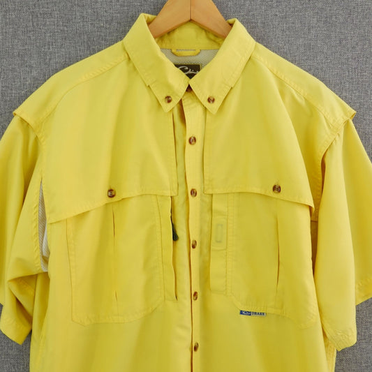 Drake Waterfowl Vented Outdoor Short Sleeve Shirt Yellow - Size M