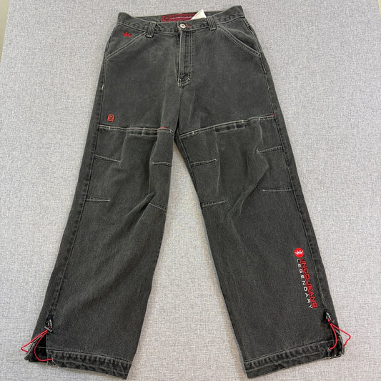 VTG JNCO Jeans Legendary Black Carpenter Pants 34x32 Mesh Front/Back Pockets