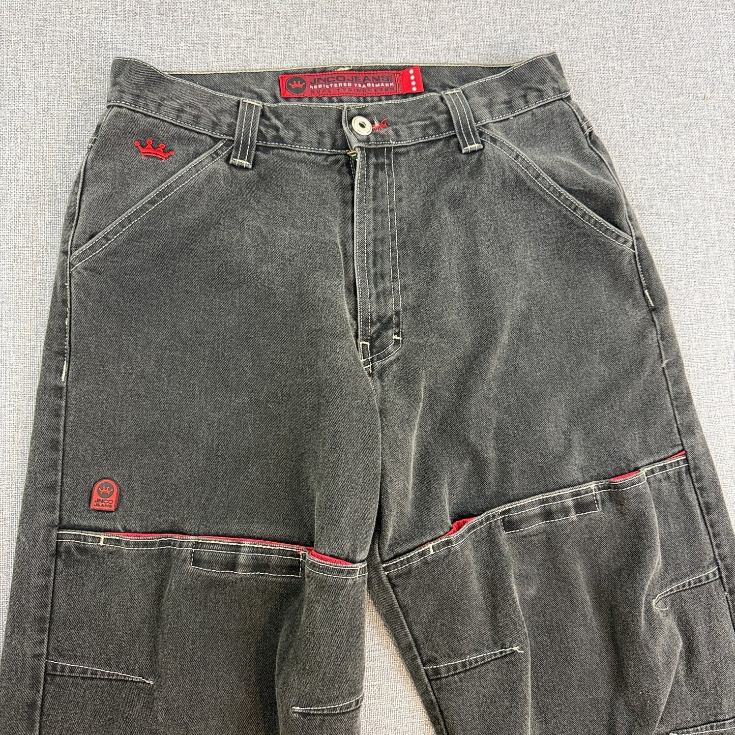 VTG JNCO Jeans Legendary Black Carpenter Pants 34x32 Mesh Front/Back Pockets