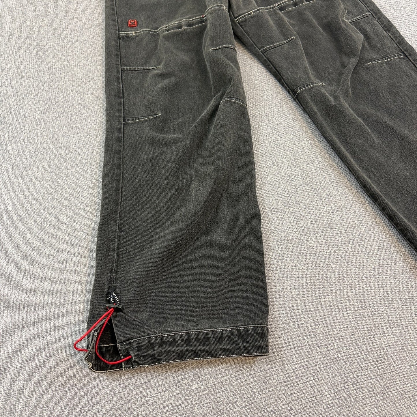 VTG JNCO Jeans Legendary Black Carpenter Pants 34x32 Mesh Front/Back Pockets