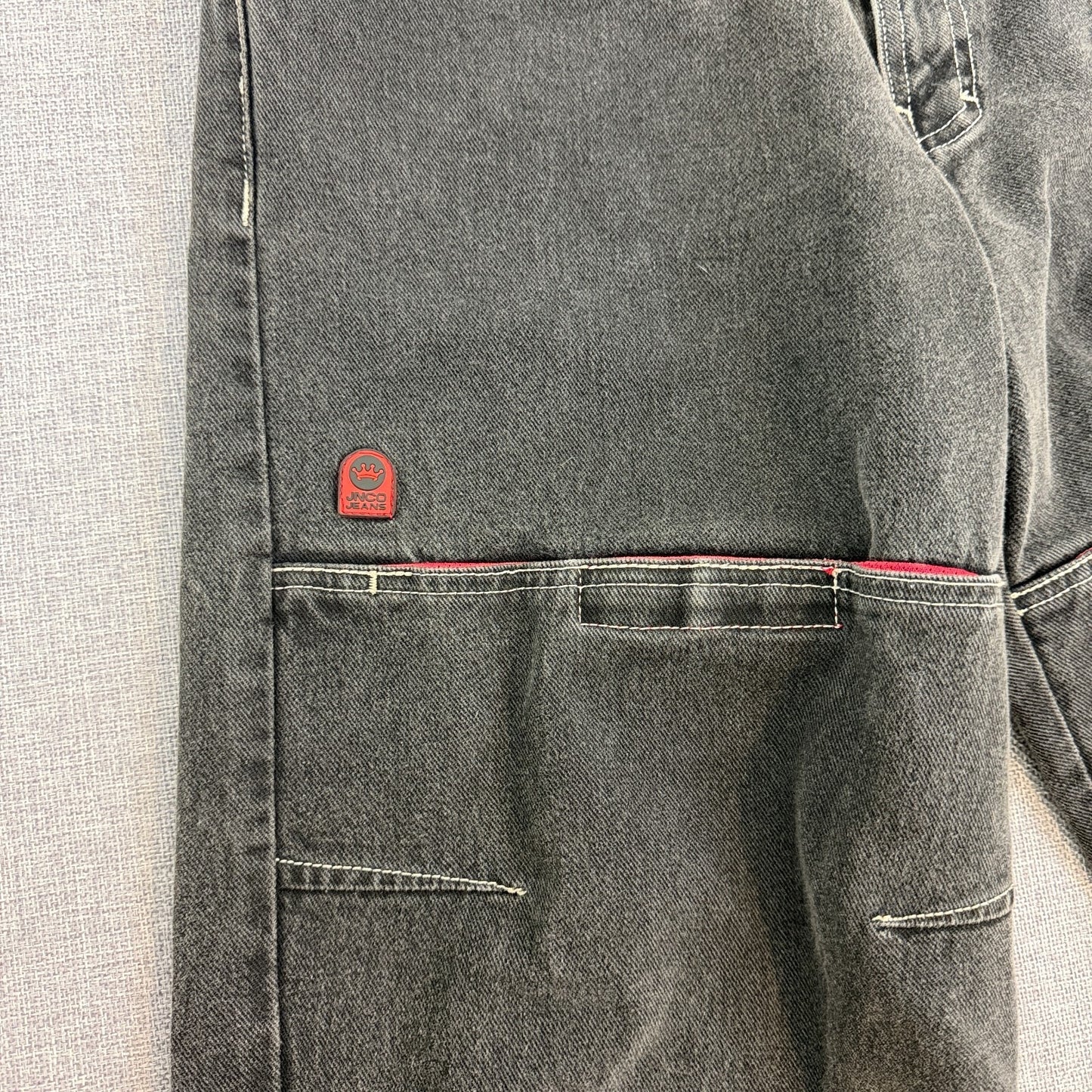 VTG JNCO Jeans Legendary Black Carpenter Pants 34x32 Mesh Front/Back Pockets