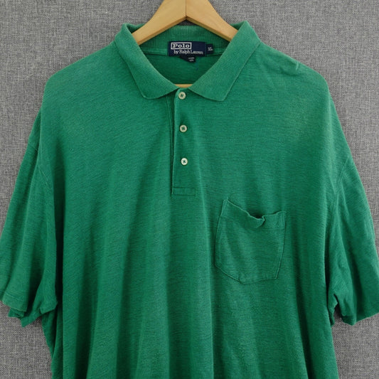Vintage Polo by Ralph Lauren Green Linen Polo Shirt - Size XL