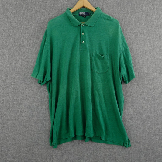 Vintage Polo by Ralph Lauren Green Linen Polo Shirt - Size XL
