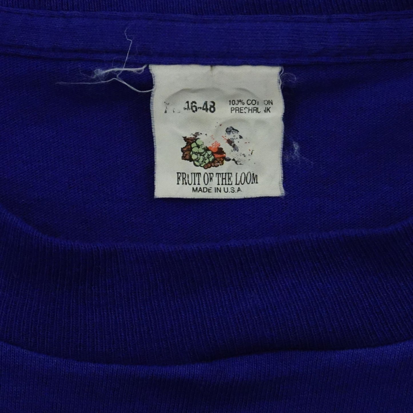 Vintage 80s Fruit of the Loom Blue Pocket Tee Single Stitch L