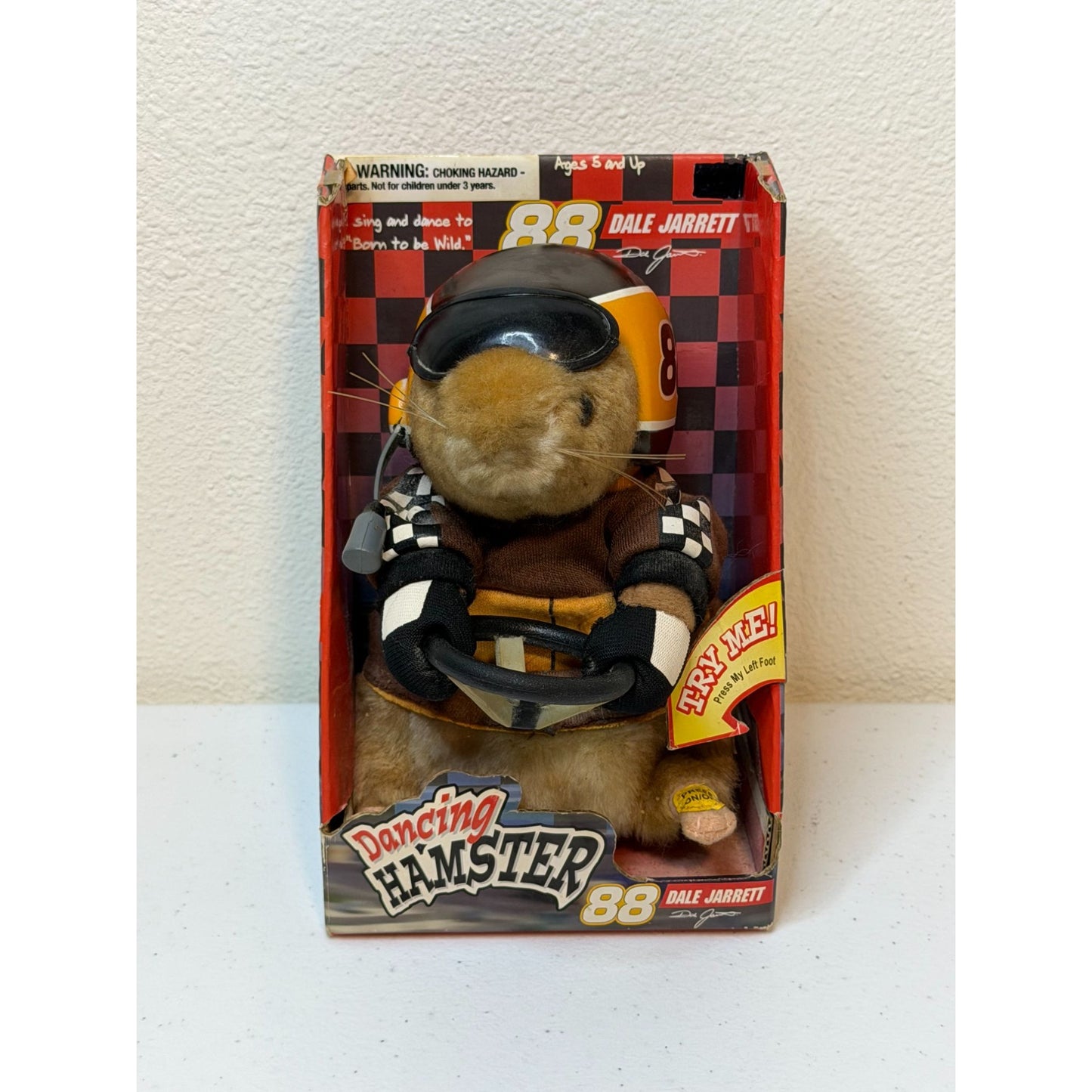 Gemmy Dancing Hamster Dale Jarrett #88 NASCAR Plush 2005 Try Me Box