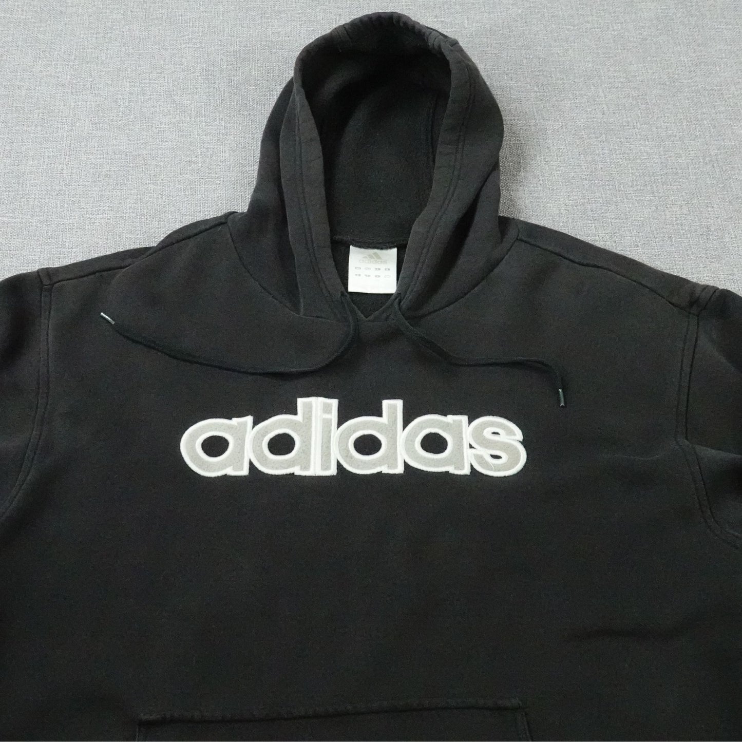 Adidas Men’s Hoodie Large Black Pullover 2007 Embroidered Logo