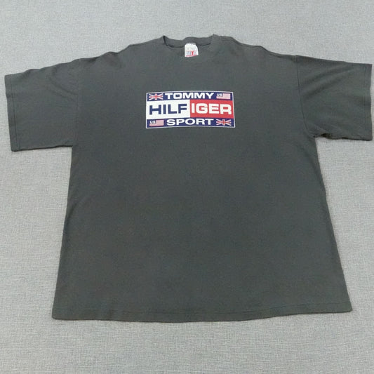Vintage Tommy Hilfiger Sport USA UK Flag Logo T-Shirt - Size XXL