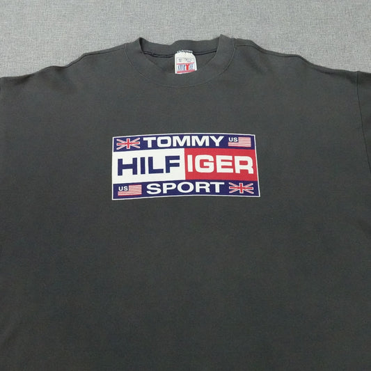Vintage Tommy Hilfiger Sport USA UK Flag Logo T-Shirt - Size XXL