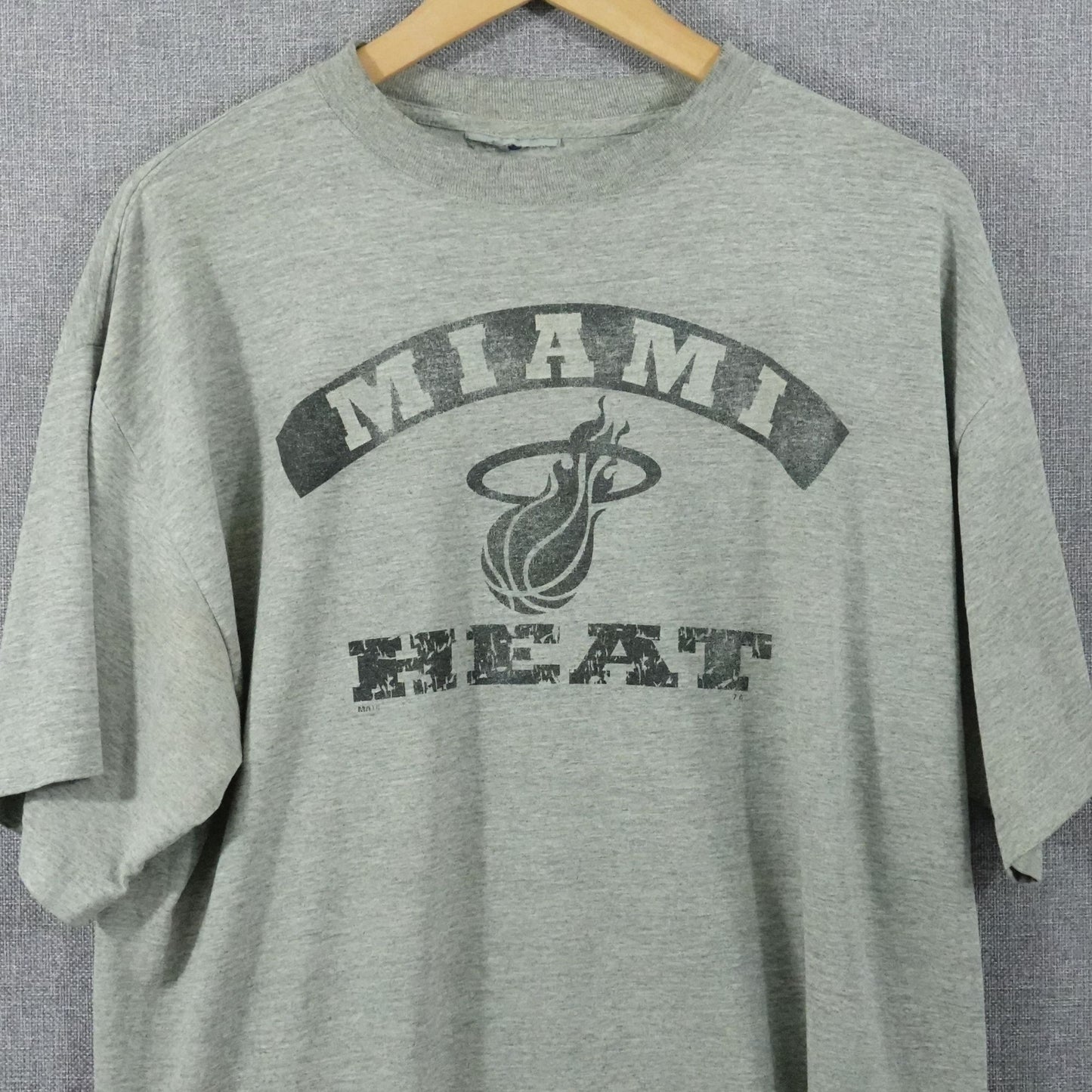 Vintage Y2K Miami Heat Gray Distressed Tee - Size L