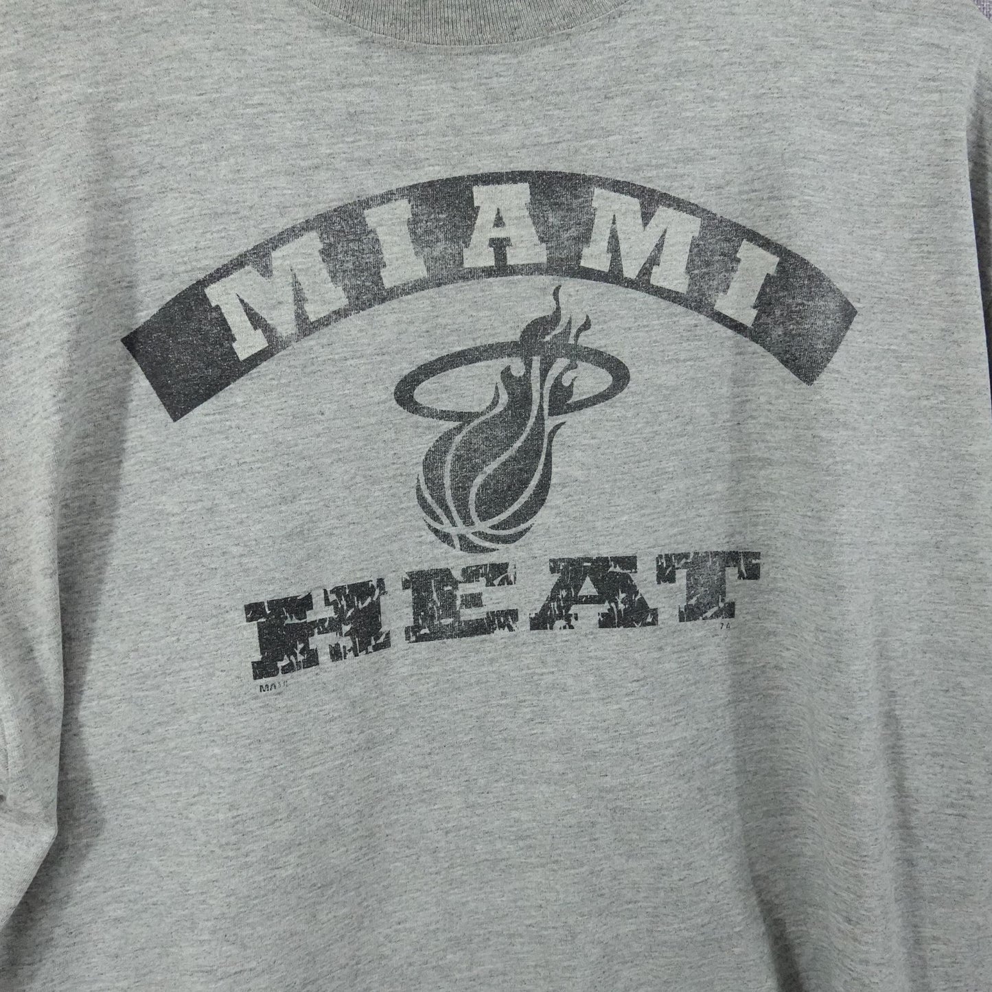 Vintage Y2K Miami Heat Gray Distressed Tee - Size L