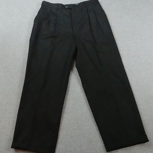 Vintage Club Room 100% Wool Dress Pants 33x28.5 Pleated Black Trousers *Altered