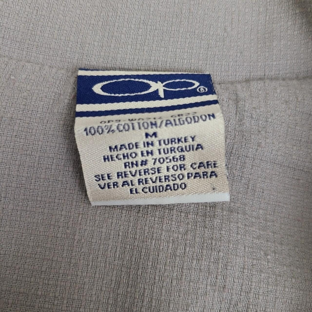 Vintage Y2K OP Ocean Pacific Palm Tree Button Shirt Size M Tropical Surfer